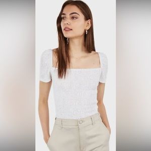 Express one eleven smocked lace short sleeve top